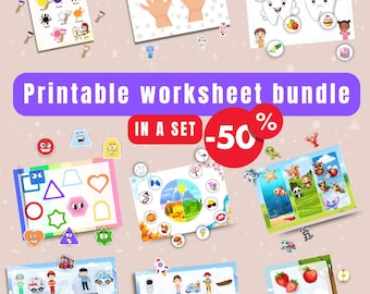 Printable Activity Bundle for Preschoolers – Cut & Match Learning Worksheets (PDF)