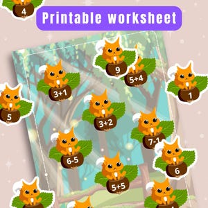 Math Squirrels – Addition and Subtraction up to 10 | Printable PDF | Fun Learning Activity for Kids | Preschool Math Game