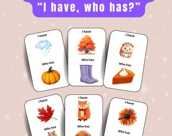 I Have, Who Has? Game – 27 Printable PDF Cards, Classroom Activity, Montessori Educational Game for Kids