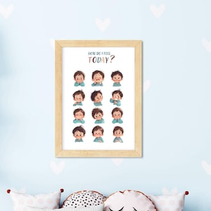 How Do I Feel Today Poster – Emotions Chart for Kids – Feelings Printable – Preschool Calm Corner Wall Art – Emotional Regulation Tool