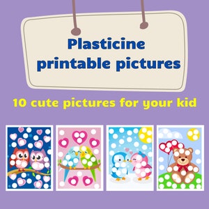 Plasticine cut-outs for children, printable activity book for preschoolers, exercises for training fine motor skills,