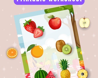 Preschool Activity Sheet - Printable Matching Game: Fruits and Their Insides