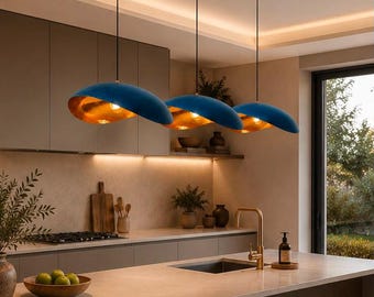 Handmade Moroccan Red Copper Pendant Light – Blue Patina & Hammered Copper
