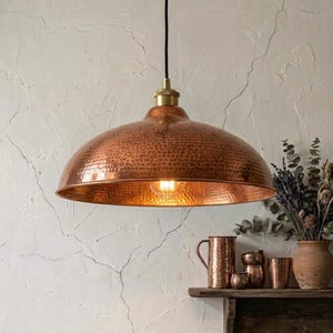 Modern Copper Pendant Lamp, Hammered Ceiling Light, Kitchen Island Lighting, Luxury Hanging Lamp, Dining Room Decor, Warm Ambient Light