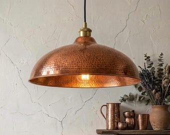 Modern Copper Pendant Lamp, Hammered Ceiling Light, Kitchen Island Lighting, Luxury Hanging Lamp, Dining Room Decor, Warm Ambient Light