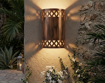 Luxe koperen wandlamp – warme Marokkaanse elegantie voor uw buitenruimte