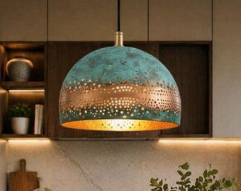 Hand Hammered Red Copper Pendant Light – Luxury Modern Moroccan Ceiling Lamp