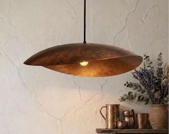 Modern Designer Pendant Light – Flat Copper with Warm Ambient Glow