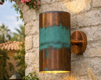 Handgemaakte Marokkaanse koperen wandlamp – Luxe wandlamp met patina, ambachtelijke lamp uit Marrakech