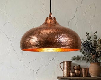 Handmade Moroccan Hammered Copper Pendant Light | Rustic Ceiling Lamp | Boho Hanging Light | Artisan Home Decor