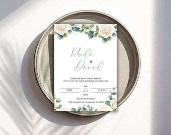 Wedding Invitation Template, instant downloadable invite, printable, wedding invite , party invite, editable template