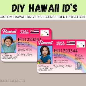 Hawaii Keiki ID Card, Child Id Card TEMPLATE for Child Safety, Custom DIY on Canva, Printable at Home, Realistic for Fun and Travel