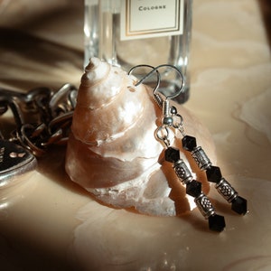 Black and silver dangle earrings