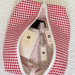 Red Gingham Handmade Cosmetic/ makeup Bag