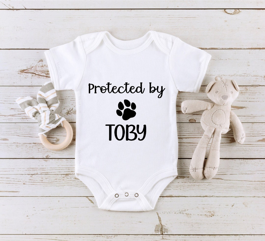 Protected by Dog Baby Onesie® Personalized Dog Name Baby Etsy
