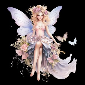 20 Pastel Watercolor Fairy Clipart, Fantasy PNG Images, 5000x5000px 300dpi Transparent Background, Instant Download