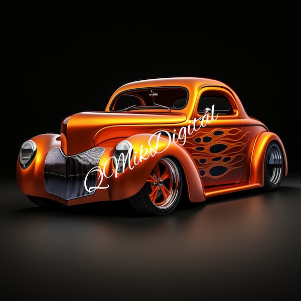 1941 Willys  coupe street hot rod. Downloadable Image. Any Use Personal or commercial. PNG & PDF Formats. 4000px 300dpi. Clipart