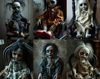 Gothic Horror Doll Images: Creepy PNG Art (Digital Download)