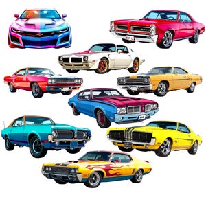 Classic American Muscle Car PNG Clipart: 300DPI, Transparent (Digital Download)