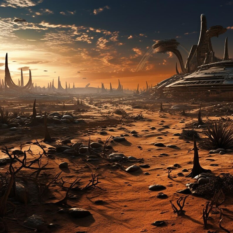 4 Dystopian Future World PNG Art Prints: Climate Change, War (digital ...