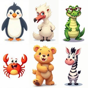 400 Quirky Cartoon Animal Clipart Images. PNG With White Background. Animals, Birds and Fish Images.