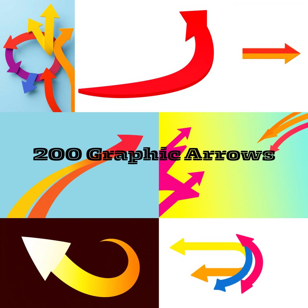 200 Arrow Graphic Images. Clipart Images. PNG Format. Direction Arrows ...