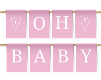 Pink Baby Shower bunting personalised, Baby Shower Bunting for Girl, Party Decorations for Baby Shower, Pink Baby Shower Decorations IMBS4