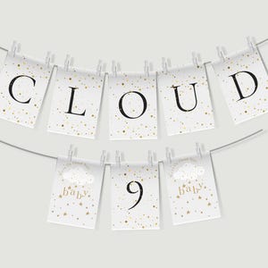 On Cloud Nine Baby Shower Banner: Editable Bunting Template (Digital Download)