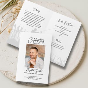 Programmasjabloon Fishing Memorial: overlijdensbericht van 4 pagina&#39;s vissers (digitale download)