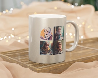 Hijabi- Hard work leads to success Metallic Mug (SilverGold)