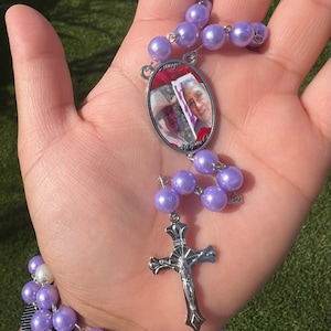 Memorial rosary, Memorial Gift, Personalized rosary with picture, Rosario personalizado con foto, Personalized Keepsake Custom rosary zdjęcie 3