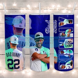 Diseño de sublimación de vaso recto de 20 oz. Camiseta de béisbol de Bad Bunny