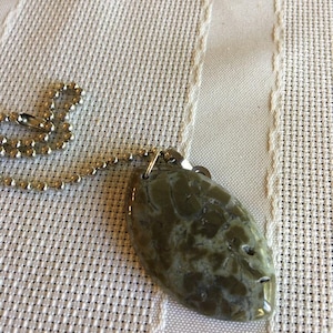 Kambaba Jasper JASPER  Beautiful  chain Pull, Single Light or Fan Pull, Stone Chain Pull, Light Pull Single Silver