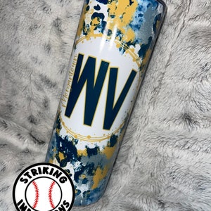 West Virginia tumbler with straw and straw cleaner