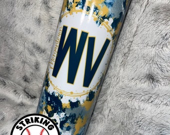 West Virginia Becher mit Trinkhalm und Strohhalmreiniger