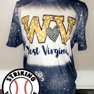 West Virginia bleached tshirt/ wv shirt/ gift for her west virginia polka dot