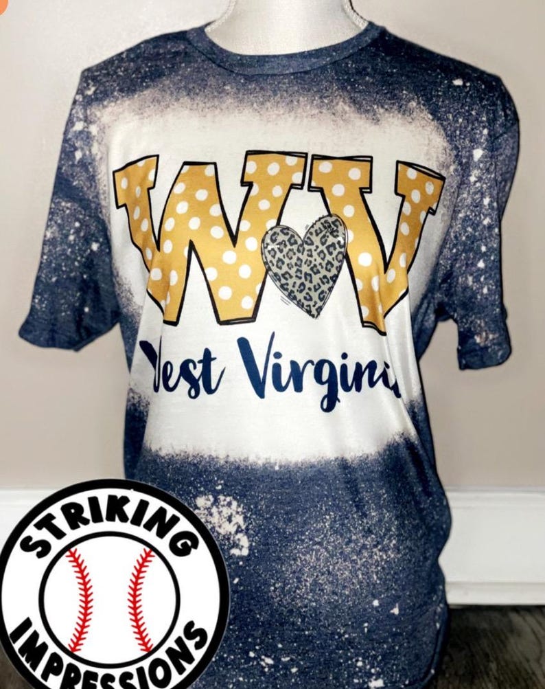 West Virginia gebleicht Tshirt / wv Shirt / Geschenk für sie West Virginia polka dot / fast Zuhause Bild 2
