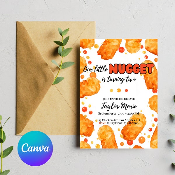 Chicken Nugget Invitation, Chicken Nugget Birthday, Chicken Nugget Birthday Invitation Template, Chicken Nugget lover, Birthday Invitation