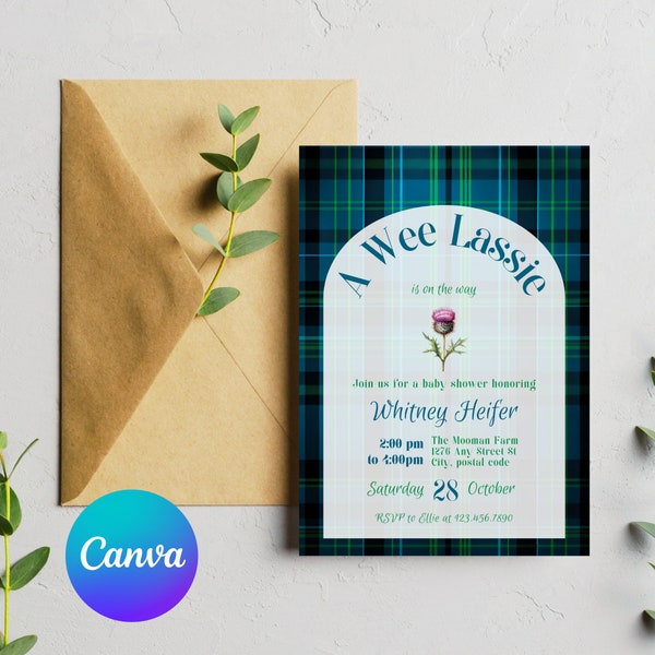 Scottish Baby Shower Invitation, Scotland Theme Baby Shower Invitation, Scottish baby shower theme, Plaid baby shower invitation