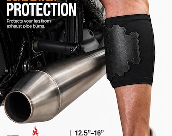 BurnJacket Original Motorcycle Exhaust Leg Guard: Dual Layer Protection (12.5-16.5 Inch Calf)