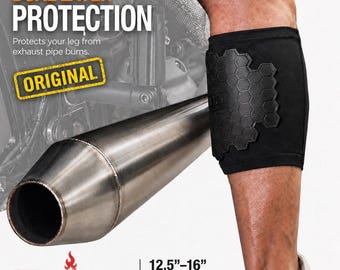 BurnJacket Original Motorcycle Exhaust Leg Guard: Dual Layer Protection (12.5-16.5 Inch Calf)