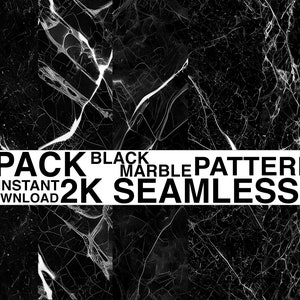 5 PACK - Black Marble Patterns - 2K Seamless | Marble Digital Paper Printable Paper Instant Download, Seamless Pattern, Marble Digital Print