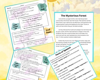 Druckbare 4 Klasse Math & ELA Arbeitsblätter | Instant Download Lehrmittel