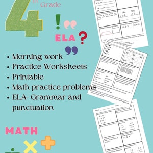 4th Grade Math & ELA Morning Worksheets (Printable)