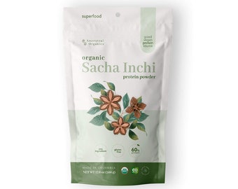 Organic Sacha Inchi Protein Powder High Omega-3 & Amino Acids, Delicious and Digestible, Nutrient-Rich 17.6oz (500g)
