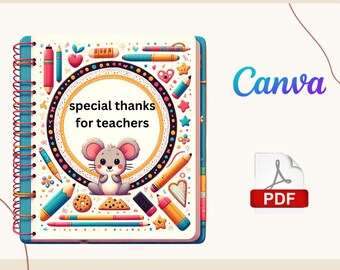 Prezent dla nauczyciela: Szablon książki z prezentami dla nauczyciela na koniec roku | Canva Editable | Natychmiastowe pobranie | Jeśli dasz nauczycielowi ciasteczko