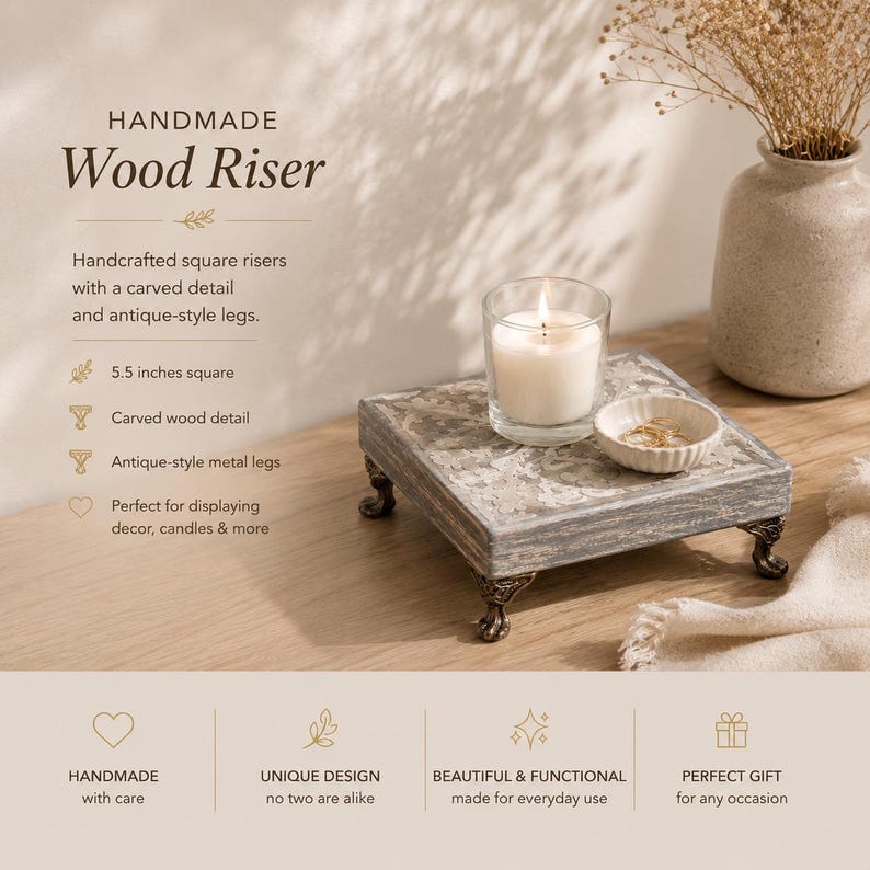 Boho Wood Riser: Decorative Candle & Soap Display Tray - Etsy