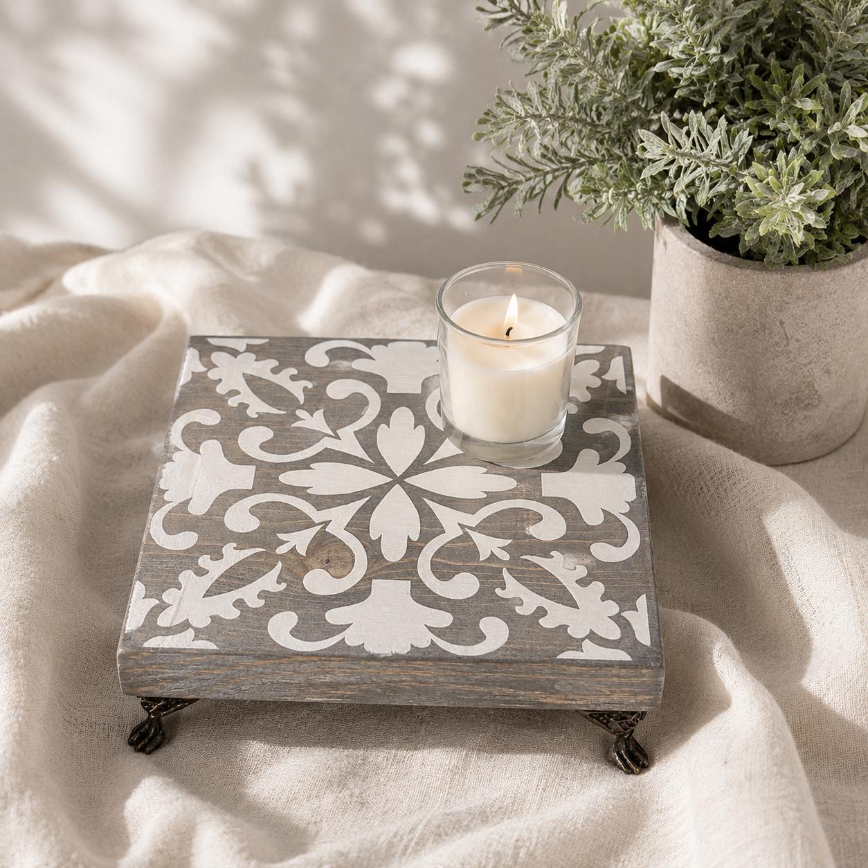Boho Wood Riser: Decorative Candle & Soap Display Tray - Etsy