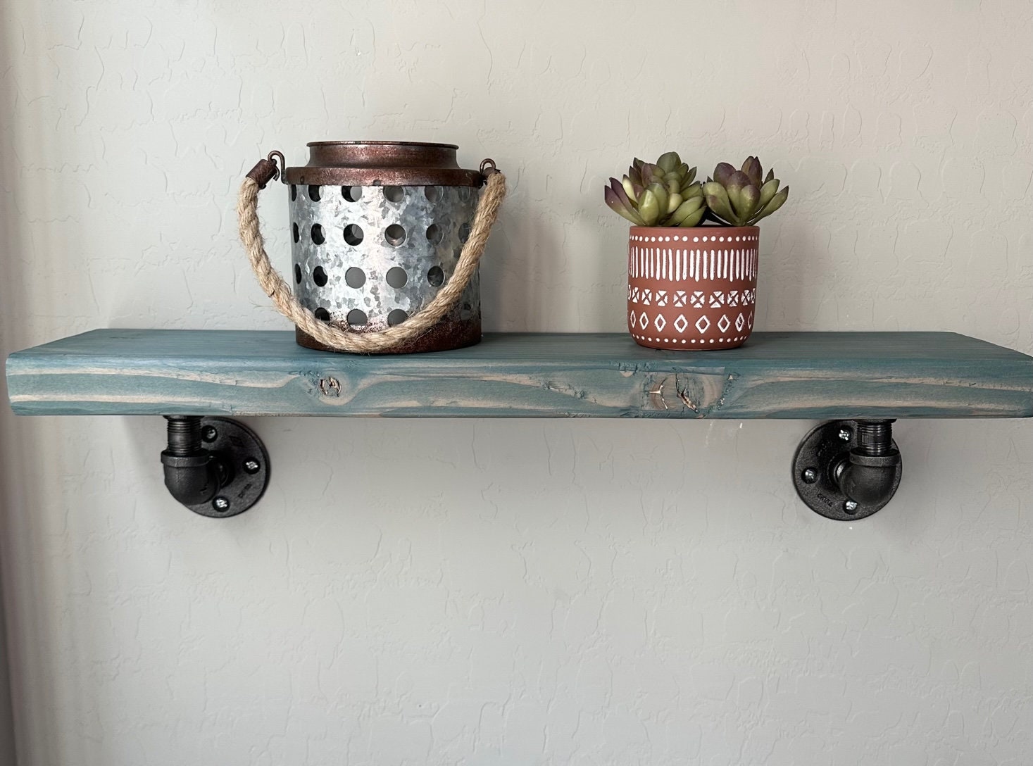 Coastal Wall Shelf, Beach House Decor, Wood Pipe Open Shelf, Storage ...