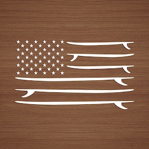 American Flag Surfboard Vinyl Sticker, USA Flag Surfing Decal